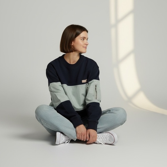 WE-AR4 Mixed Up Navy and Light Gray Sweatshirt - Picture 2 of 4